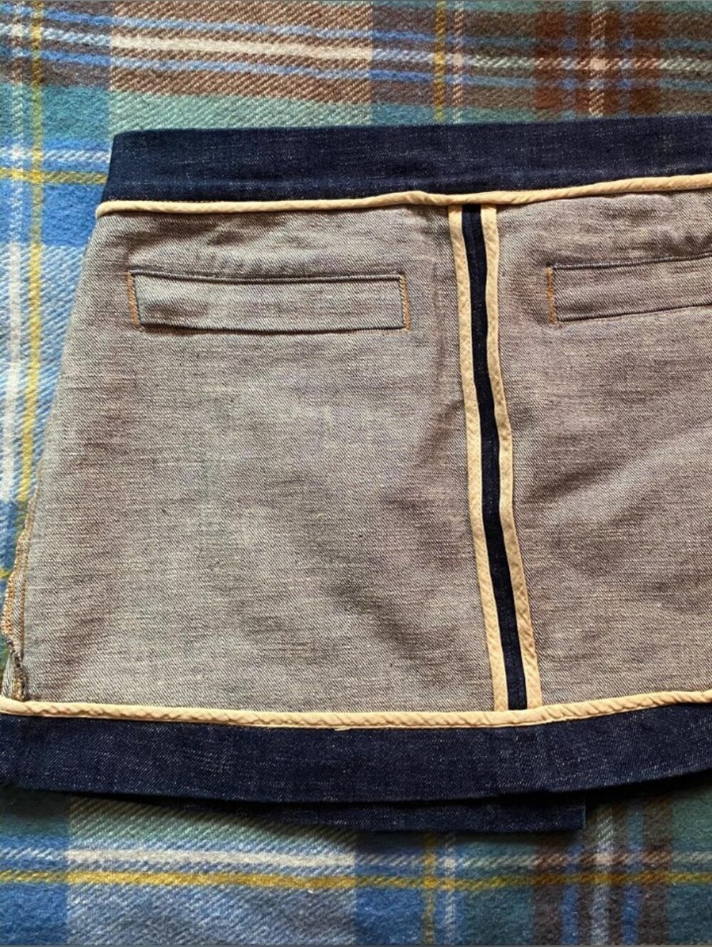 Vintage Nolita Denim Mini Skirt in Neutral Tones - Picture 4 of 6